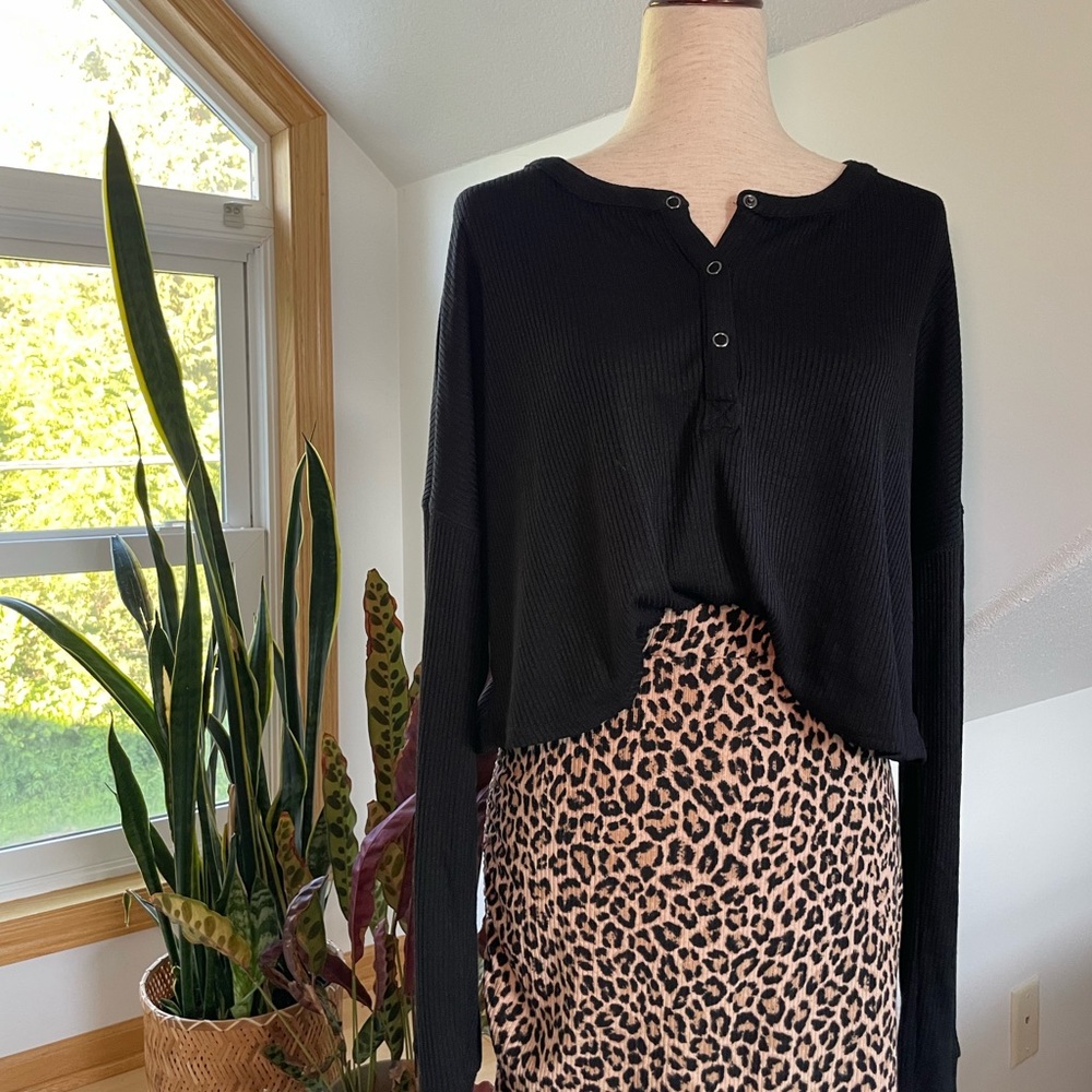 AS Revival by Altar’d State : Black 1/2 Button-Up Athleisure Top